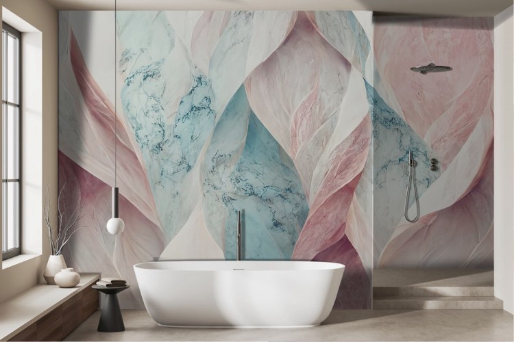 Marble effect wallpaper with wave relief