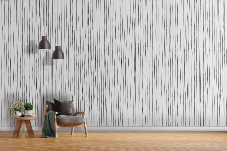 Stylized white wallpaper with black stripes