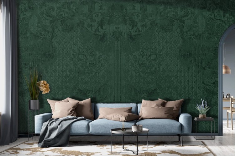 Dark green damask vintage wallpaper