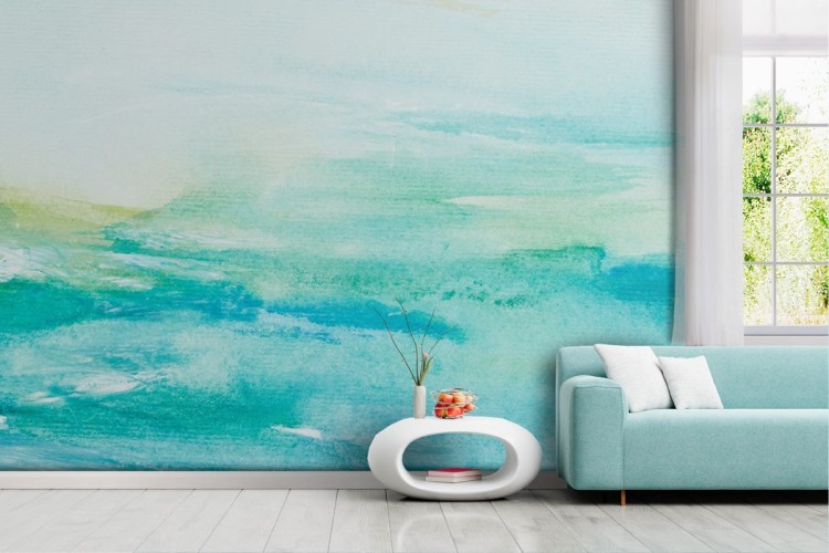 Abstract watercolor blue green wallpaper