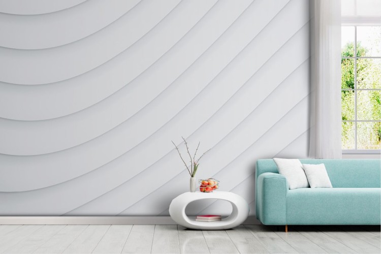 White geometric wave wallpaper