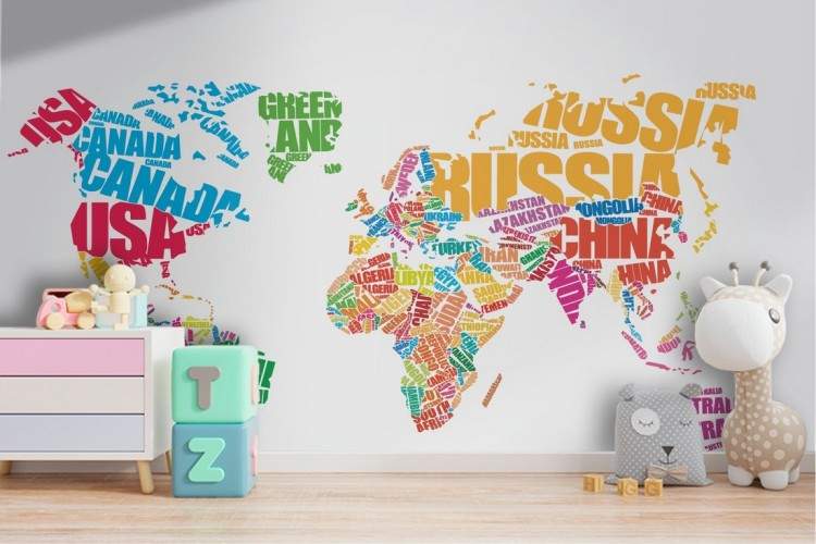 World map wallpaper with country names