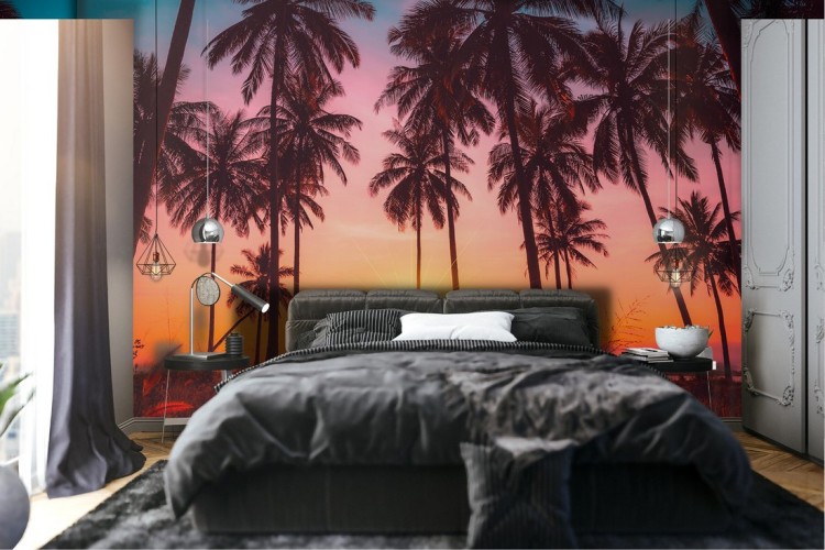 Tropical landscape wallpaper palm sunrise sunset