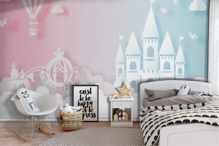 Wallpaper castle and princess carriage fantasy children