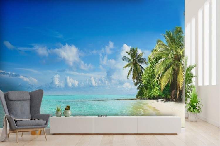 Tropical beach wallpaper palms ocean