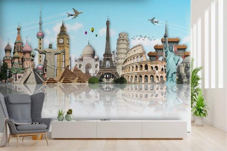 Wallpaper tourist attractions city illustration