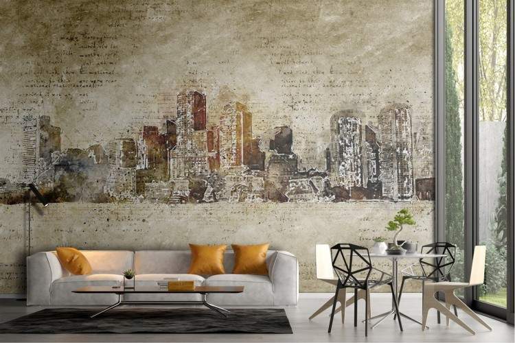 Wallpaper metropoli grattacieli acquerello