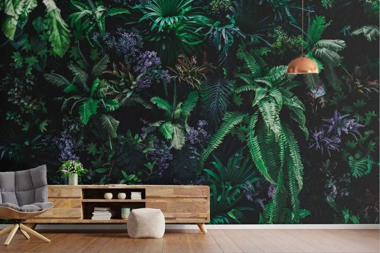 Wallpaper foresta tropicale foglie e fiori natura
