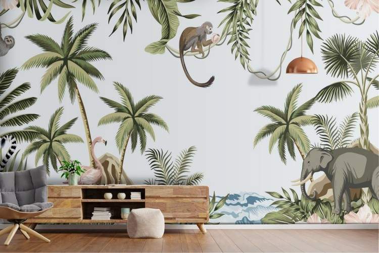 Wallpaper illustrazione foresta tropicale astratta
