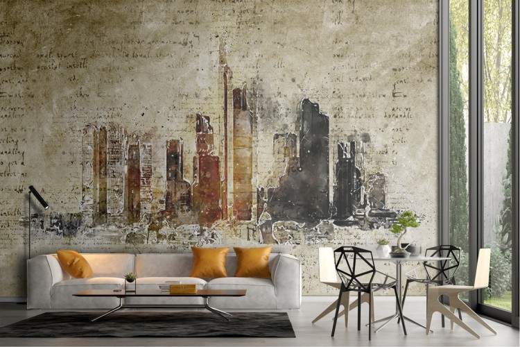 Watercolor Wallpaper Abstract City Skyscrapers