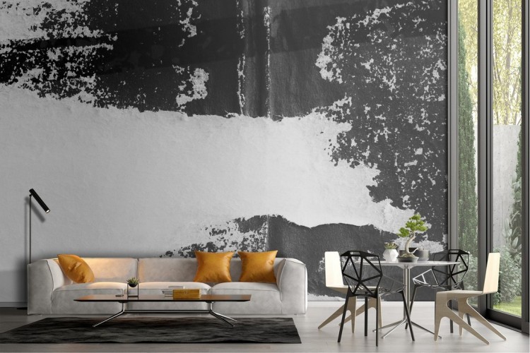 Industrial black and white concrete surface wallpaper