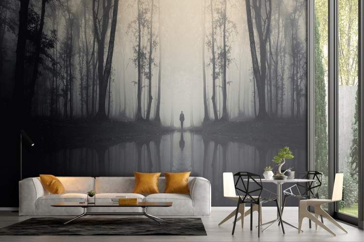 Wallpaper landscape dark forest trees