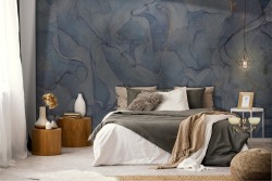 Luxury blue-gray plaster surface wallpaper