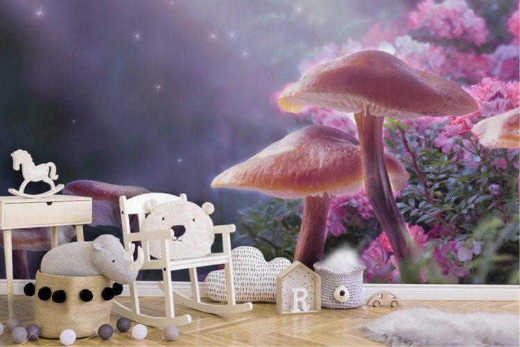 Children's wallpaper fantasy landscape mushrooms