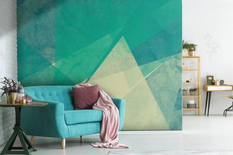 Turquoise painted concrete surface wallpaper