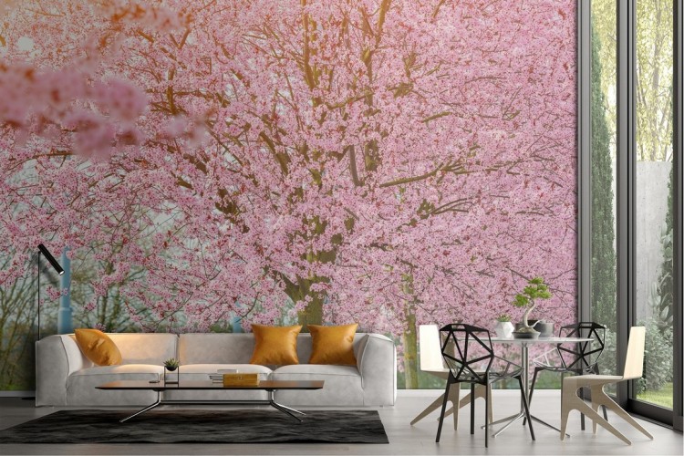 Wallpaper tree in bloom oriental landscape