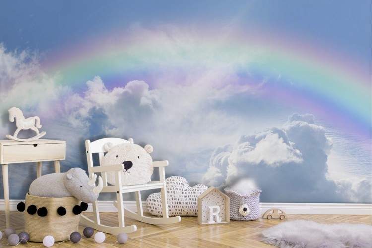 Children's landscape wallpaper sky with rainbow