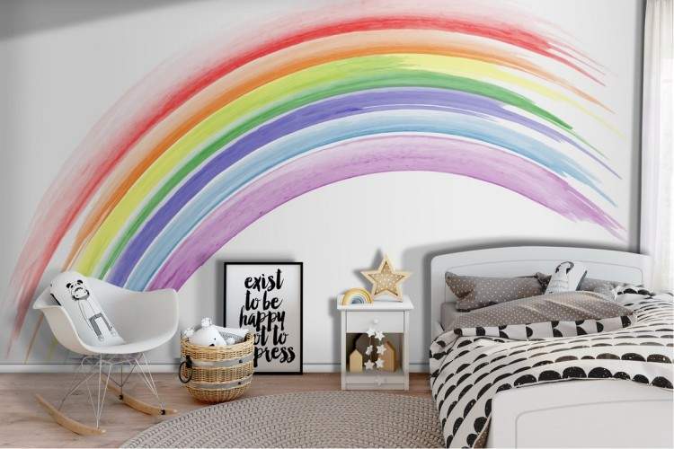 Rainbow wallpaper illustration children tempera