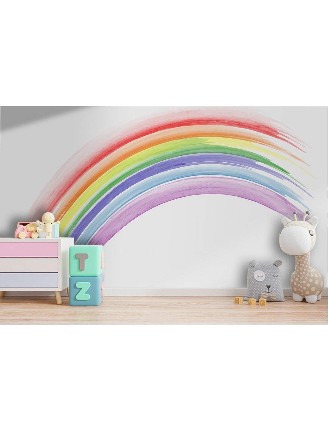 Carta da parati arcobaleno illustrazione bambini e adesivi murali