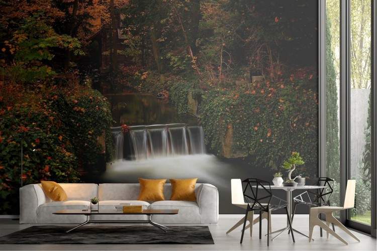 Wallpaper cascata fiume nel bosco paesaggio
