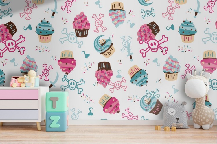 Wallpaper pattern cupcakes sweet children.