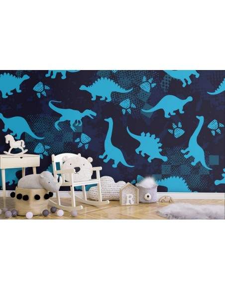 Carta da parati dinosauri stilizzati pattern bambini e adesivi murali