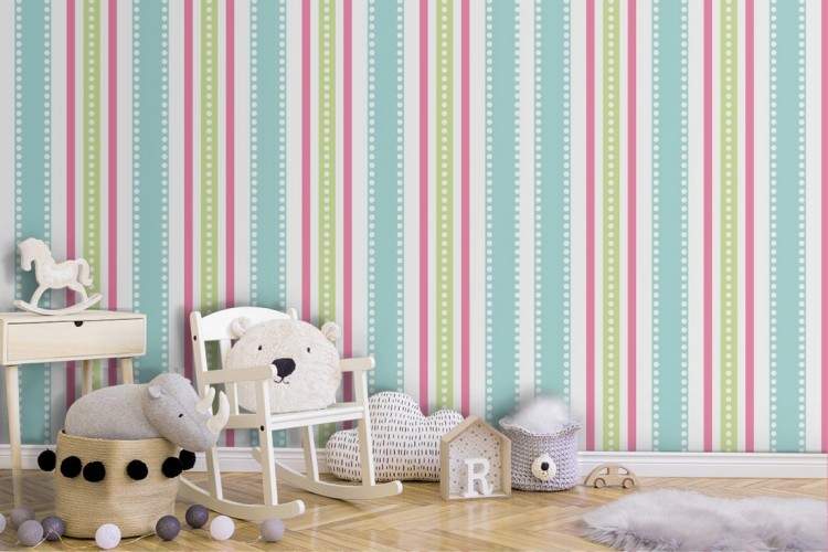 Children's classic striped wallpaper pattern.