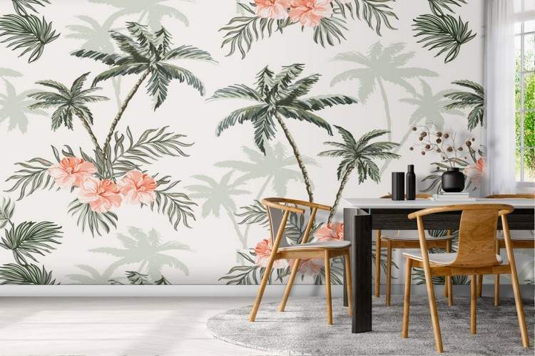 Tropical palm pattern wallpaper.