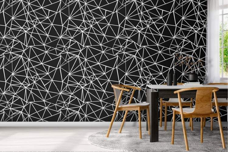 Wallpaper with stylized geometric lines pattern.