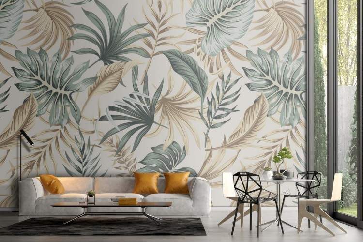 Tropical leaf pattern wallpaper.