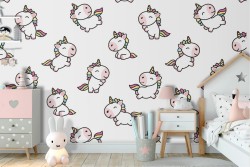 Carta da Parati bambini decorazione unicorno disegno.