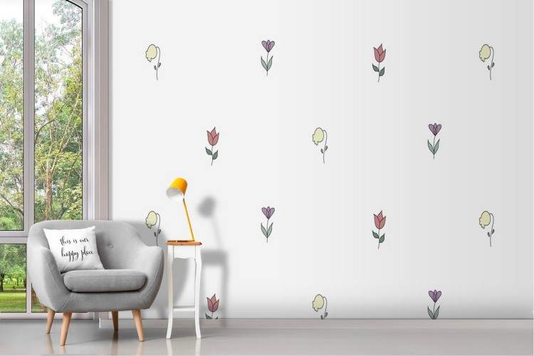 Wallpaper decoration stylized flowers nature.