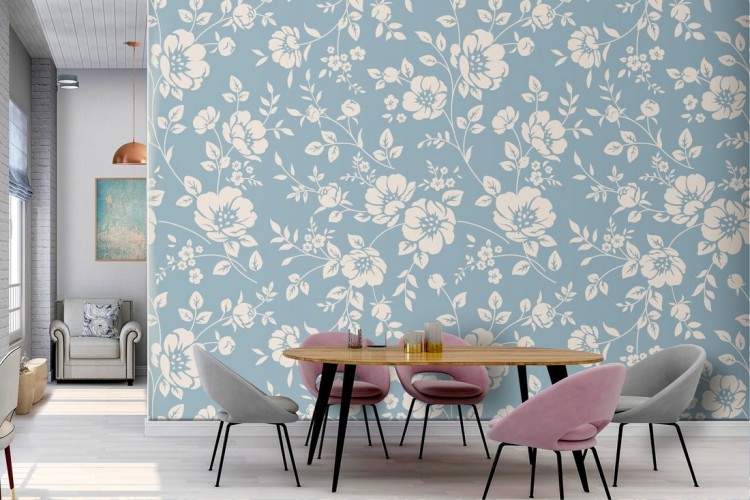 Wallpaper decoration vintage nature flowers.