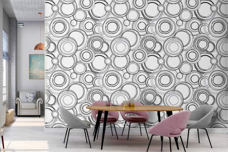 Wallpaper vintage decoration stylized geometric circles.