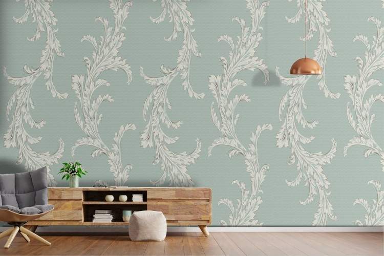 Wallpaper decoration nature leaves 60's.