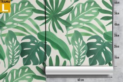 Carta da Parati decorazione grandi foglie tropicali.