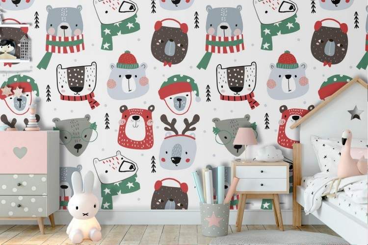 Polar animals children's wallpaper.