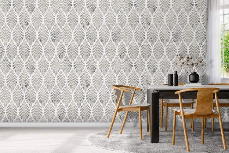 Wallpaper decoration stylized leaves pattern.