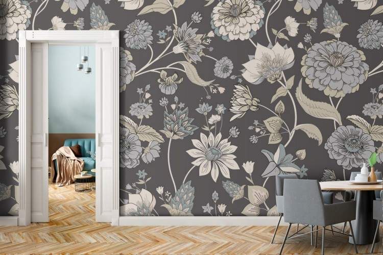 Natural wallpaper vintage flower pattern.