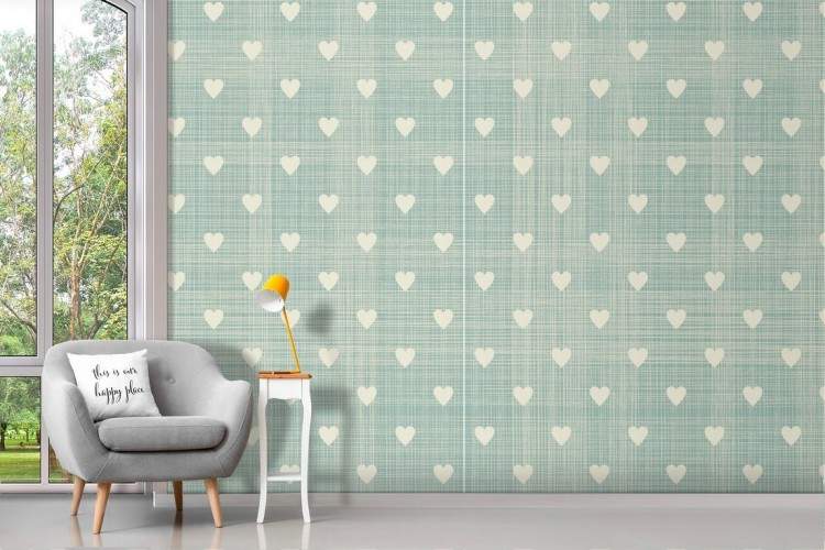 Wallpaper with stylized hearts in 1950's vintage pattern.