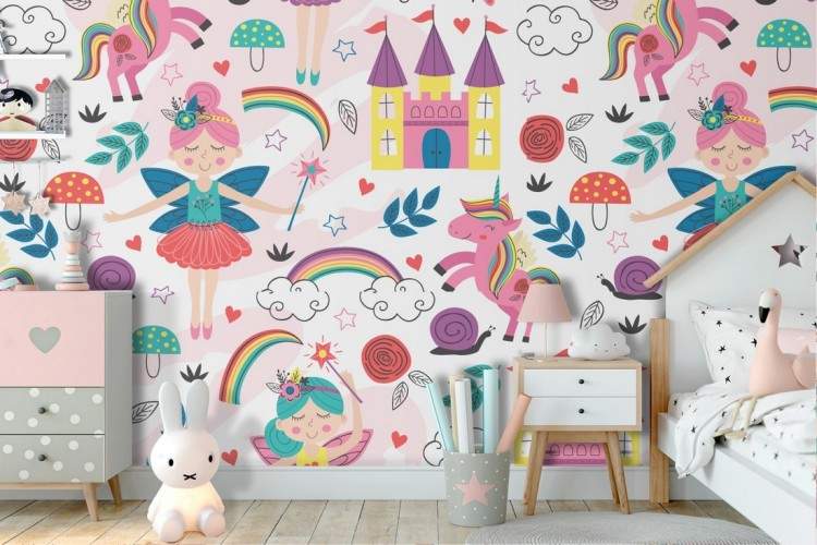 Wallpaper decoration fantasy fairies children.