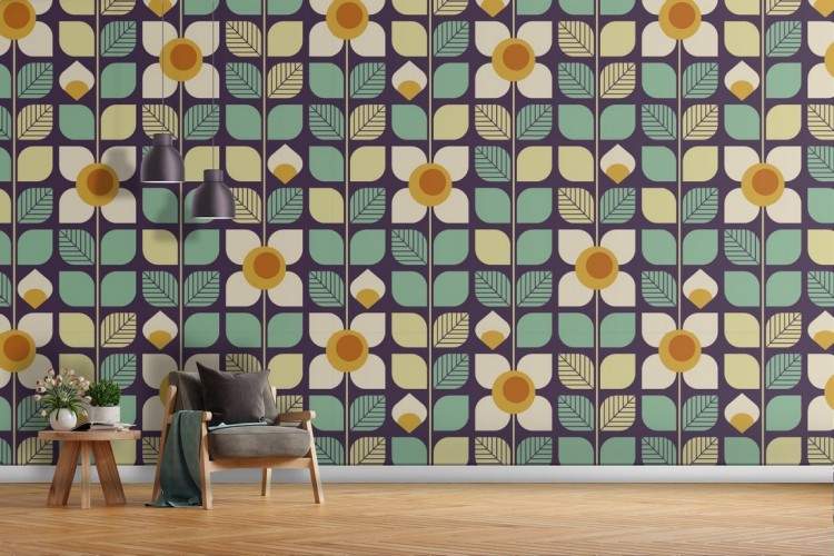 Geometric stylized flower nature wallpaper.