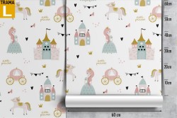 Carta da Parati principesse e fiabe decorazione bambini.