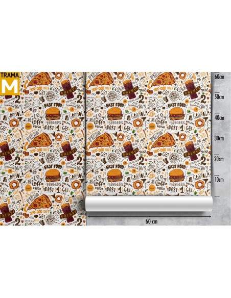 Carta da parati cibo fast food scritte pattern e adesivi murali