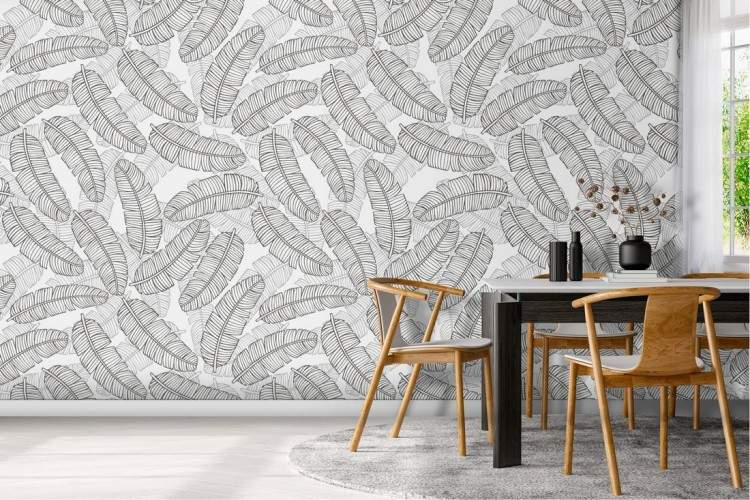 Wallpaper stylized feathers pattern design.