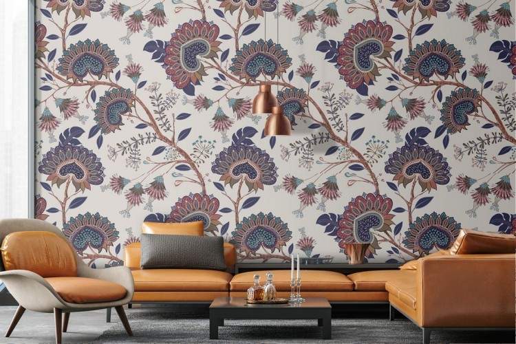 Wallpaper with vintage abstract leaf pattern nature.