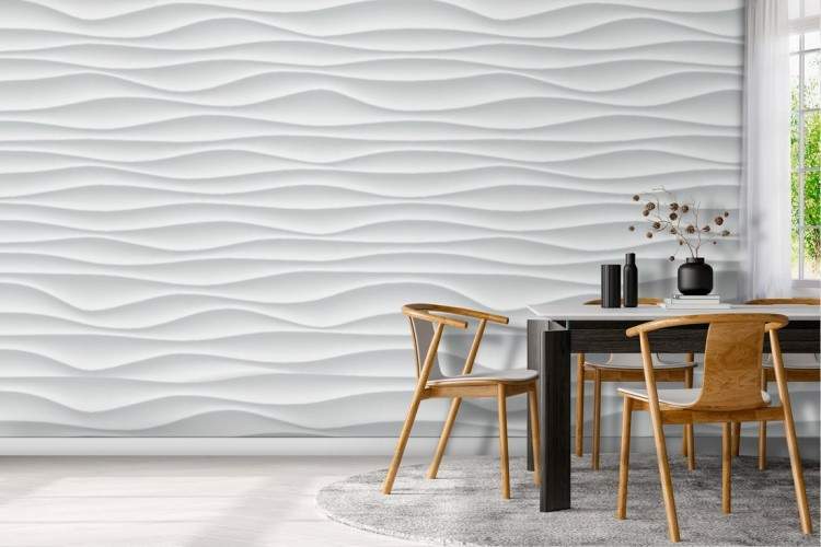 Wallpaper with stripes and waves pattern modern decoration.