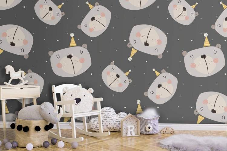 Wallpaper teddy bears animals nature pattern for children.