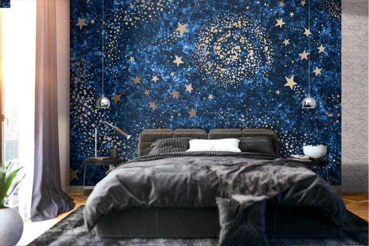 Starry sky wallpaper decoration painting.