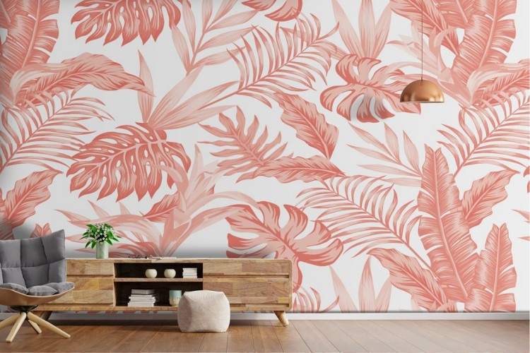 Tropical leaves stylized nature wallpaper.